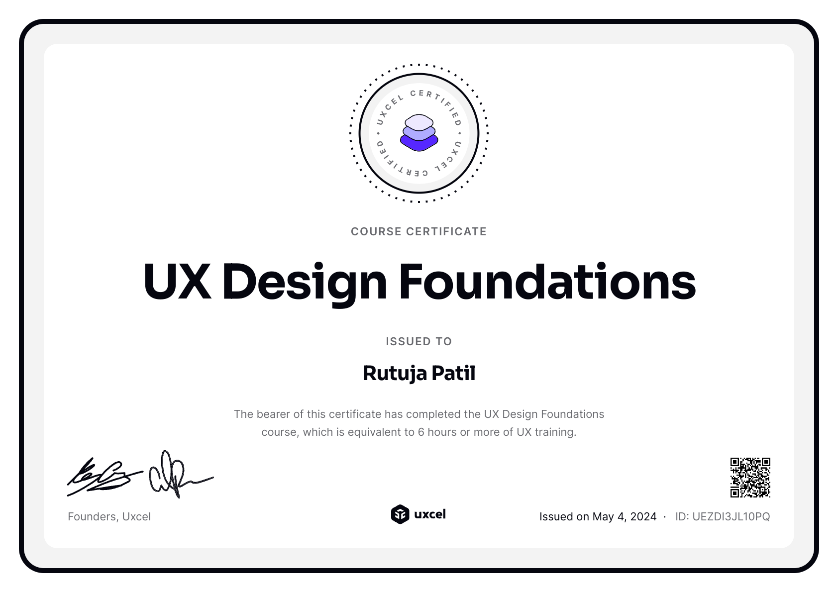Rutuja Patil's certificate
